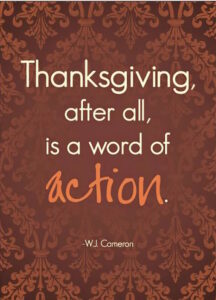 "Thanksgiving, after all, is a word of action." -  W.J. Cameron